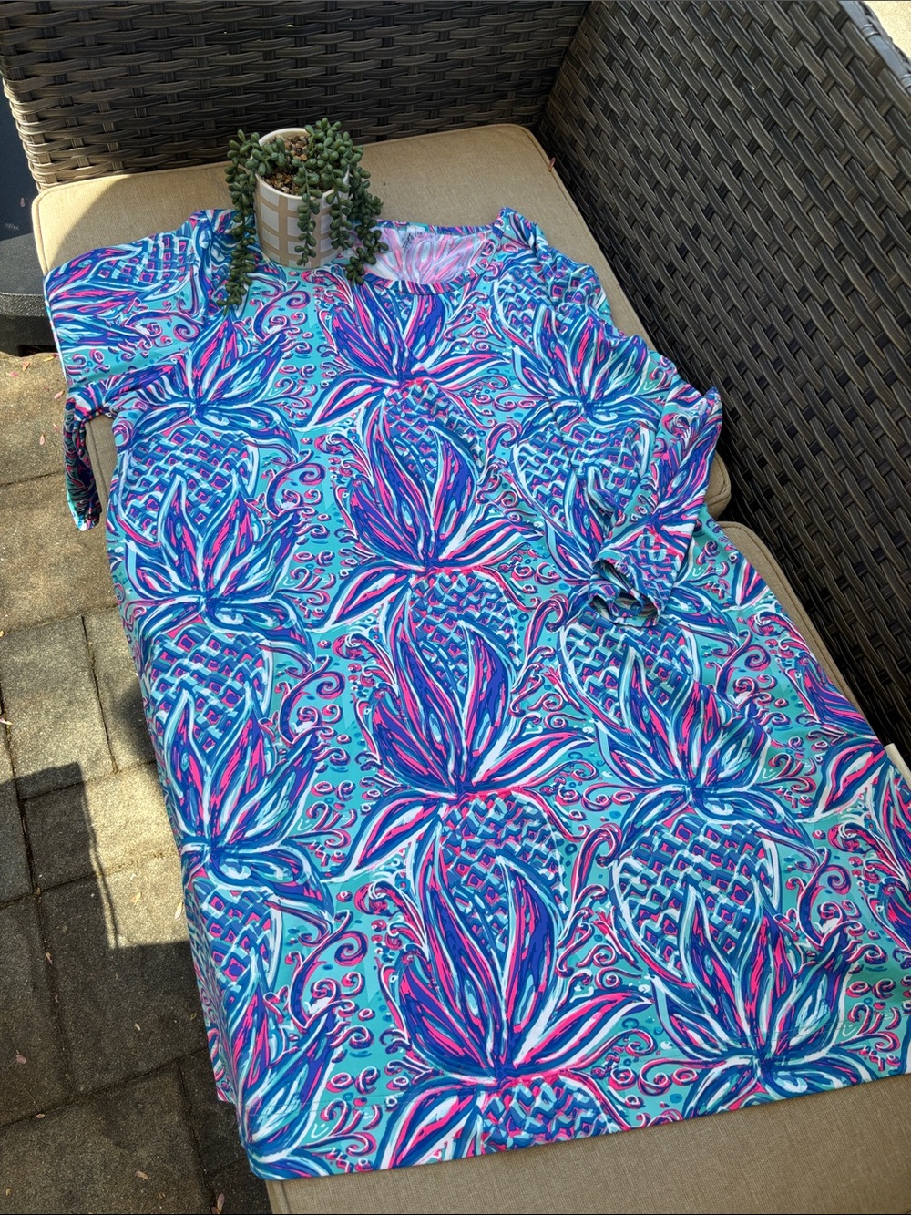 Just like lily P Lookie loo Vibrant Pineapple Print Tunic - Blue & Pink